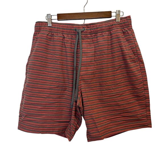 PrAna Metric E-Waist Swim Boardshorts – Men’s XL – Rust Stripe – NWT – 8” Inseam - Picture 1 of 9